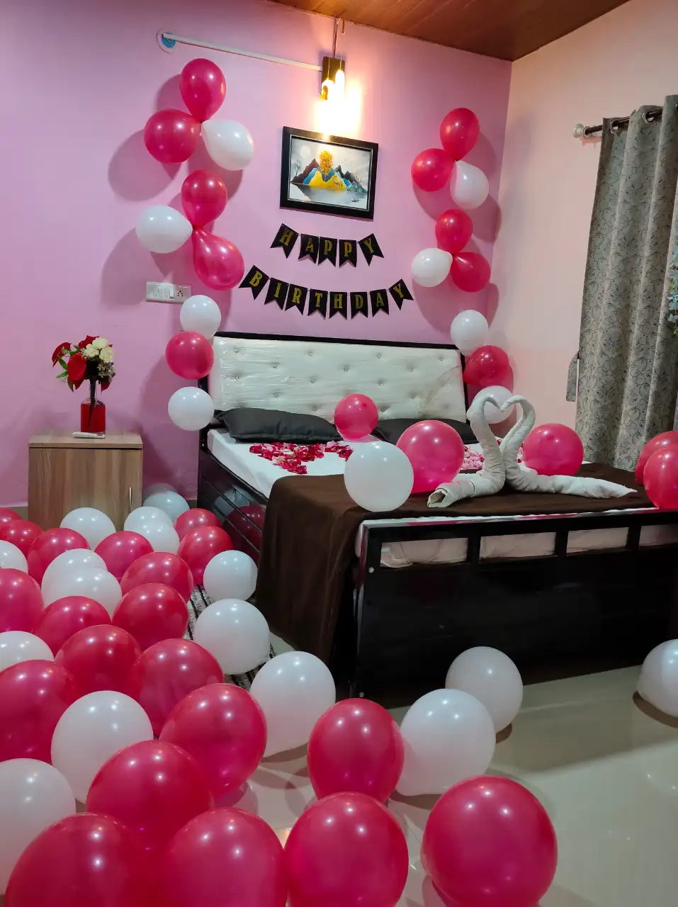 Luxurious bedroom with elegant decor and comfortable bedding in Govind Villa.